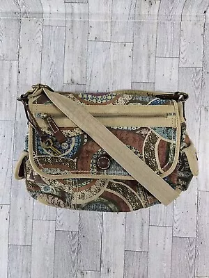 Fossil Modern Vintage Denim Canvas Bohemian Crossbody Bag Purse Hobo • $33.25