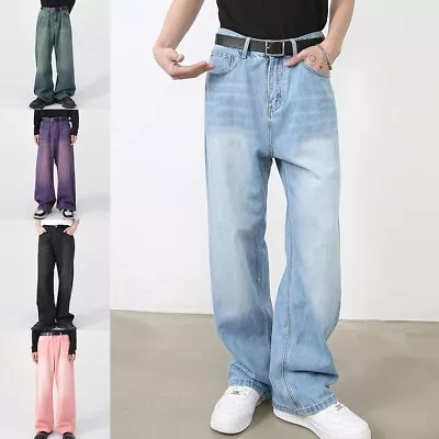 Stylish Korean Straight Wide Leg Pants Fashion Gradient Couple Trousers • $62.72