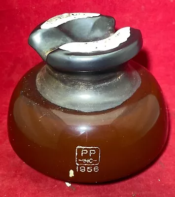 Vintage Brown/black PP 1956 Glass Pole Insulator • $19.99