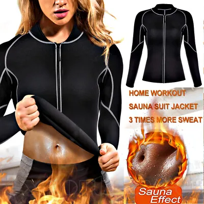 $15.55 • Buy Women Workout Sauna Sweat Suit Jacket Long Sleeves Thermal Slimming Body Shpaer