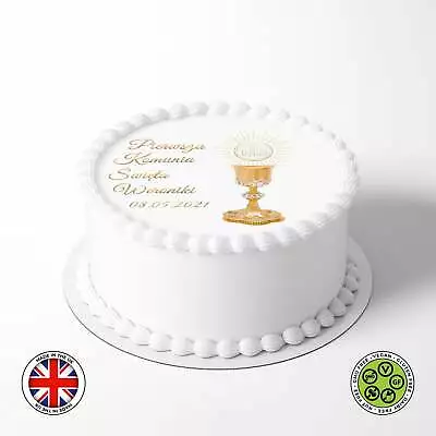 Personalised Pierwsza Komunia Święta 7.5in Round Edible Cake Topper ICING /WAFER • £7.79