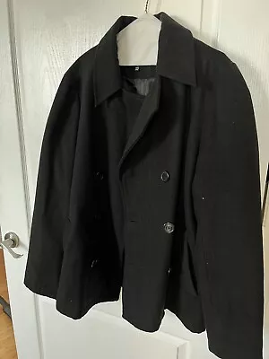 XXX Rude Men’s Black Pea Coat Size Large  Wool  Jacket • $19.95