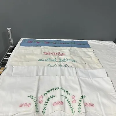 Vintage Crocheted & Embroidered Pillowcases 4 Pairs AY • $3