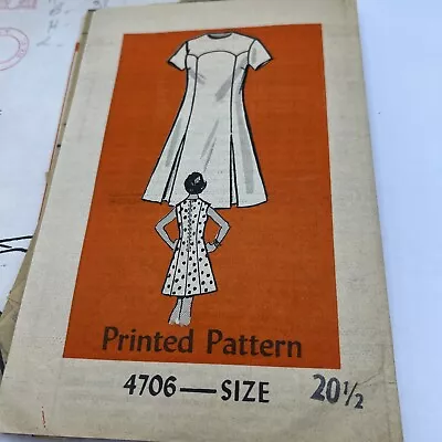 VINTAGE MAIL ORDER 4706 MISSES DRESS PATTERN-Cut- SIZE-20 1/2 • $7.50