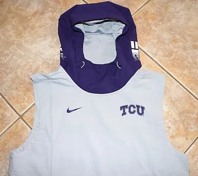 NEW Nike Shield TCU Horned Frogs ON FIELD Hooded Sleeveless Jacket Mens M L RARE • $129.95