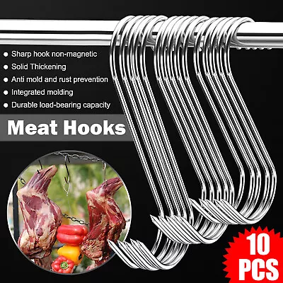 10Pcs S-Shaped Meat Hook Heavy Duty Stainless Steel Butcher Hooks Hanging Beef • $14.99