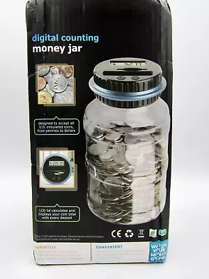 Digital Piggy Bank Coin Counter LCD Counting Money Jar Change Clear - NEW • $14.95