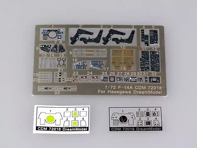 Dream Model 72018 1/72 F-14A Tomcat Cockpit Color Etching Parts For Hasegawa • $12.99