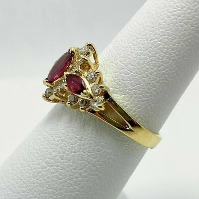 2Ct Marquise Cut Lab Created Ruby Diamond Engagement Ring 14K Yellow Gold Plated • $87.49