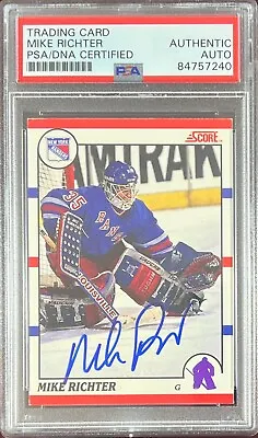 Mike Richter Auto Rookie Card 1990 Score #74 PSA Encapsulated New York Rangers • $79.99