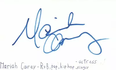 $189.99 • Buy Mariah Carey Singer Actress R&B Hip Hop Pop Music Signed Index Card JSA COA