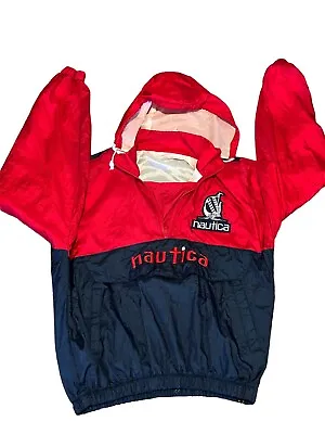 90's Vintage Nautica Jacket Windbreaker Mens Size L Red / Blue Sailing • $49.99