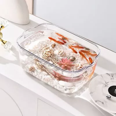 Fall Prevention Desktop Goldfish Bowl Transparent Mobile Small Fish Tank  Home • $19.92