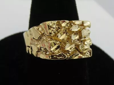 Mens 14 Kt Gold Plated Designer Nugget #1 Squared Off Ring  Sizes 5-13 • $16.95