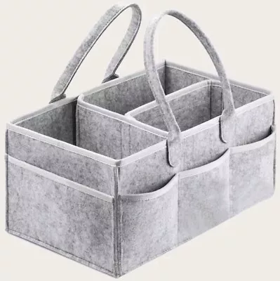 Grey Felt Portable Multifunctional Storage Caddy Nappy Bag Makeup Organiser Tote • £14.99