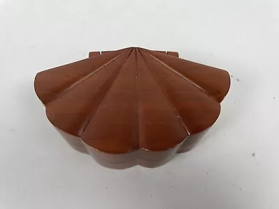 Vintage Wood Carved Trinket Jewelry Box Scallop Clam Shell Beach Artist Signed • $18