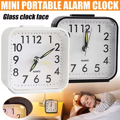 Quartz Alarm Clock With Night Light No Tick Snooze Silent Small Bedside Clocks • $18.99