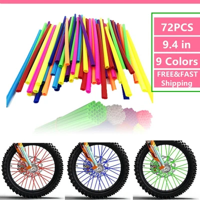 $5.03 • Buy 72Pcs Motorcycle Dirt Bike Spoke Skins Covers Wraps Wheel Rim Guard Protector