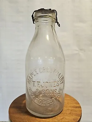 Quart Tin Top Milk Bottle Maple Crest Dairy T F Jones Forest Ave  VT CT ME MA NY • $75