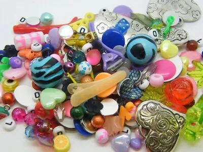 80g Bits And Pieces - A Random Selection Of Plastic Wood And Glass Charms Beads • £2.30