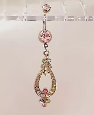 Belly Ring Vintage Inspired Colored Gems Fancy Dangle Naval Steel Body Jewelry • $9.99