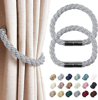 2PACK Magnetic Curtain Tiebacks Tie Backs Buckle Clips Weave Rope Holdbacks Home • £7.65