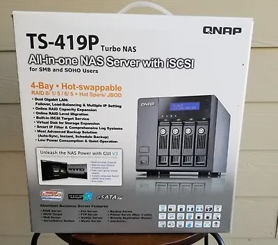 New! QNAP (TS-419P) Turbo NAS All In One SERVER With ISCSI 4 BAY 512MB DDRII RAM • $585