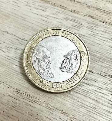 Extremely Rare. Charles Darwin 1809-2009 Anniversary £2 Coin *Minting Error* 132 • £2750