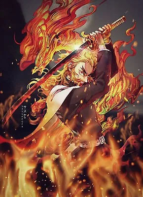 Demon Slayer: Flame Hashira Kyōjurō Rengoku Set Your Heart Ablaze Tanjiro Poster • $14.99