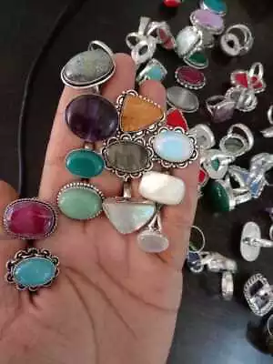 Labradorite & Mix Gemstone 925 Sterling Silver Plated Handmade Lot Women Rings • $4.77