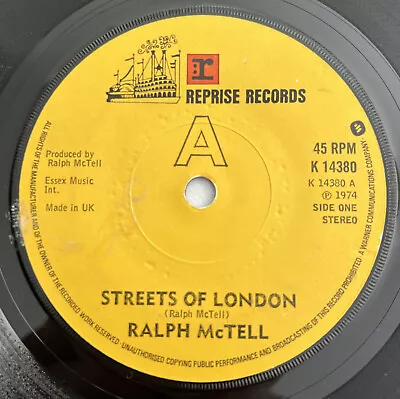 RALPH McTELL Streets Of London B/w Summer Lightning 7  45rpm UK Solid Centre VG+ • £5.79