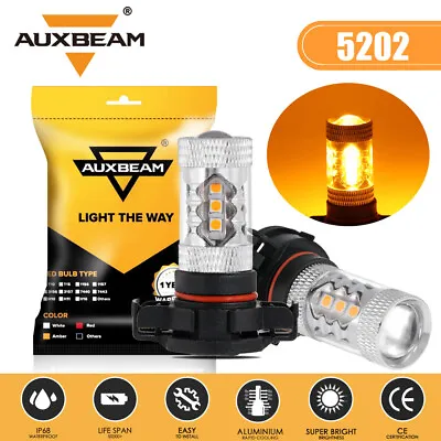 AUXBEAM H16 5202 2504 Amber 50W LED Fog Lights Driving Lamp Bulbs DRL 16 SMD 2x • $19.99