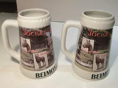 2 JOCKEY CLUB GOLD CUP 1999 - BELMONT BEER STEINS - Horses! • $35