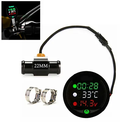 Digital Motorcycle Water Temperature Gauge Voltmeter Time Display Fast Charging • $24.88