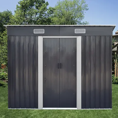 Garden Storage Shed WITH Door Galvanised Metal WITH FREE BASE 6FT & 8FT  • £185.95