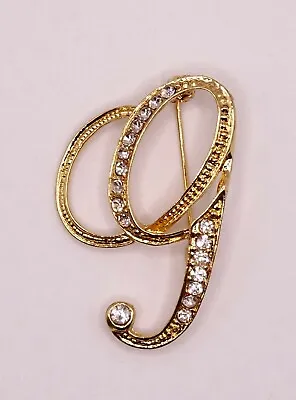 £4.80 • Buy Diamante Gold Initial Letter G Fashion Brooch Pin Brand New FREE P&P