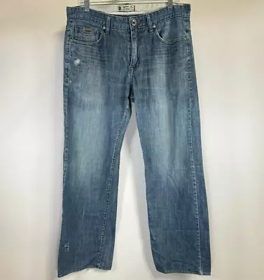 Oakly Forged Goods Distresses Denim Blue Jeans Mens Size 34x30 Rare Limited • $29.99