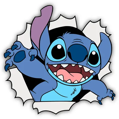 Lilo & Stitch/ Stitch Breaking Through Wall Cut To Shape Vinyl Decal Sticker • $3.99