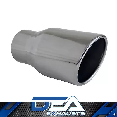 Exhaust Tip Angle Cut Rolled In 2.5 Inch In - 3.5 Inch Out 5 Inch Long 304ss • $35