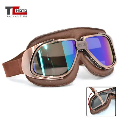 Motorcycle Retro Goggles Off Road Motocross Leather Eyewear Race Glasses Gafas • $6.28