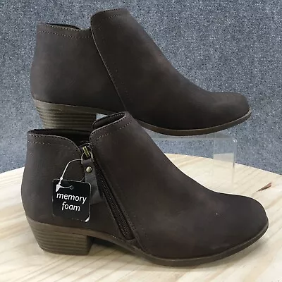 Arizona Boots Womens 8.5M Galen Ankle Booties Brown Faux Leather Block Heels NEW • $49.49