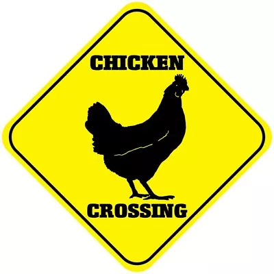 Yellow Aluminum Crossing Sign Chicken Cross Xing Style C Diamond Street Signal • $17.99
