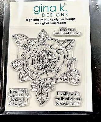 Gina K Designs Mini 4 Piece Clear Stamp Set Santana Rose Flowers Sentiments • $3.99