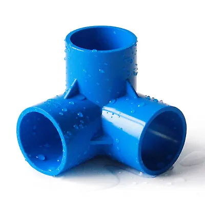 £6.99 • Buy 1/2Pcs 3-Way Elbow PVC Plumbing Fitting, 40mm Socket, Tee Corner Fittings Blue