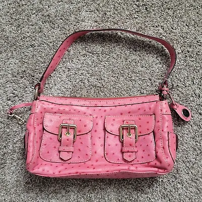 Dooney & Bourke Pink Ostrich Embossed Barrel Packet Double Pocket Shoulder Bag • $89.95