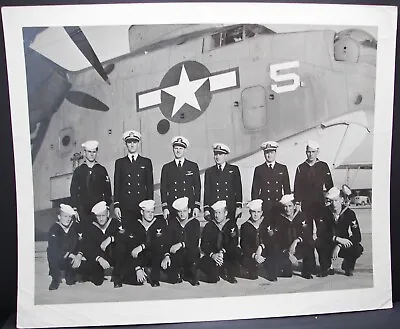 WWII Original Photo 1944 Martin PBM Mariner Navy Crew Group Aircraft 8x10 • $24.99