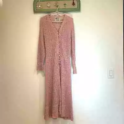 Vintage Pallas 70’s Does 40’s Style Crochet Dress Irish Linen Hand Loomed Small • $95