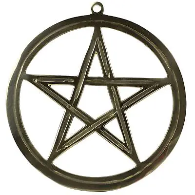 Solid Brass Pentagram Wall Plaque Pagan Wicca Star Decoration • £12.95