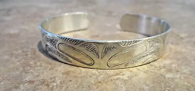 Vintage NORTHWEST COAST INDIANS Haida Sterling Silver FROG DESIGN Bracelet • $229