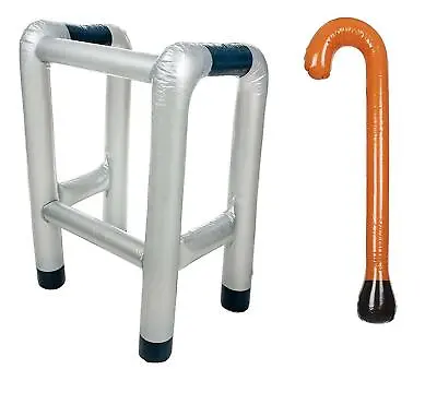 Inflatable Blow Up Zimmer Frame Walking Stick | Fun Joke For Fancy Dress Party • £2.99